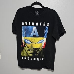 L Marvel Avengers Assemble Black and Yellow Tee
